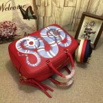 Gucci snake print leather top handle bag red 453564