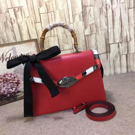 Gucci Lilith leather top handle bag red 453750