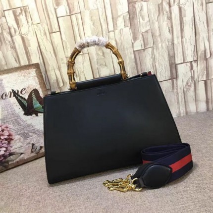 Gucci Nymphaea leather top handle bag black 453764