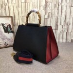 Gucci Nymphaea leather top handle bag black 453764