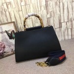 Gucci Nymphaea leather top handle bag black 453764