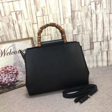 Gucci Nymphaea leather top handle bag black 453766