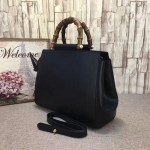 Gucci Nymphaea leather top handle bag black 453766