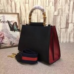 Gucci Nymphaea leather top handle bag black 459076