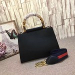 Gucci Nymphaea leather top handle bag black 459076