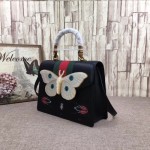 Gucci Leather medium top handle bag black 488691