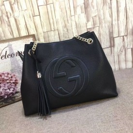 Gucci Soho leather shoulder bag black 308982