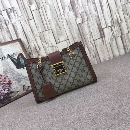 Gucci Padlock small GG shoulder bag brown 498156