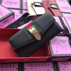 Gucci Sylvie leather continental wallet black 476084