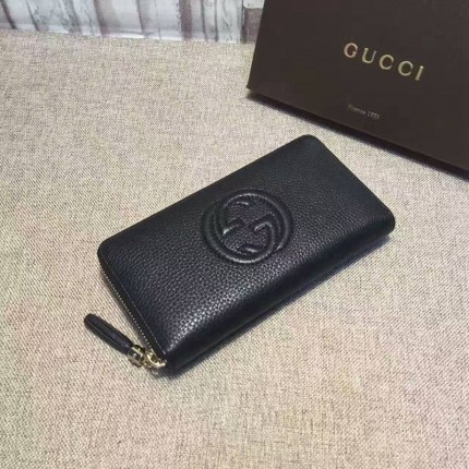 Gucci Soho leather zip around wallet in Black 308004