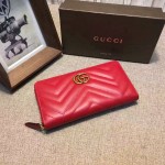 Gucci GG Marmont zip around wallet in Red 443123