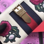 Gucci Sylvie embroidered leather zip around wallet 476083