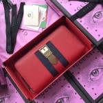 Gucci Sylvie leather zip around wallet red 476083